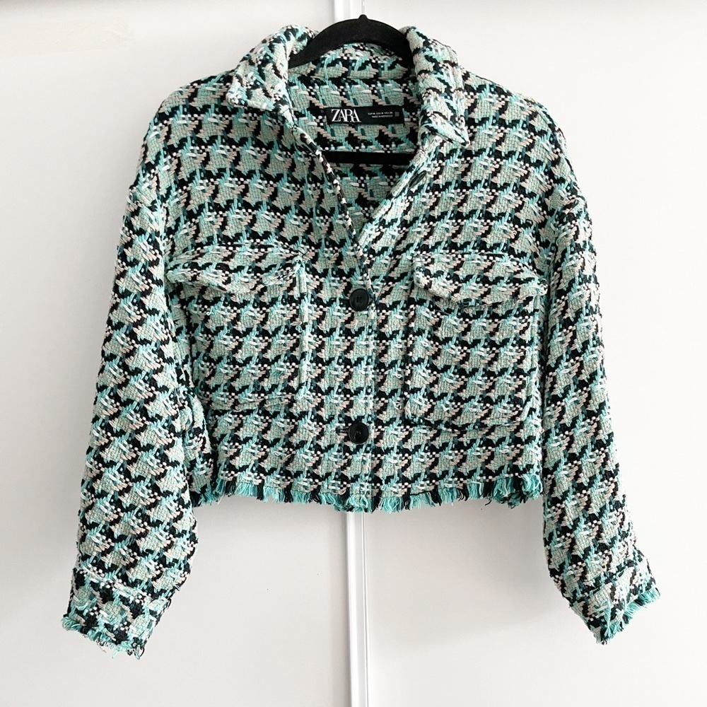 ZARA Crop Tweed Shacket
